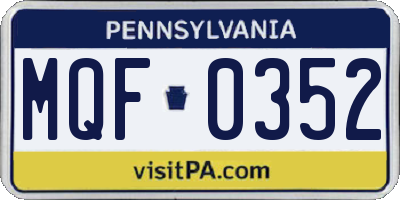 PA license plate MQF0352