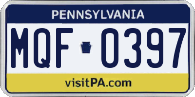 PA license plate MQF0397