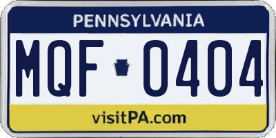 PA license plate MQF0404