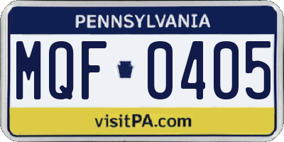 PA license plate MQF0405