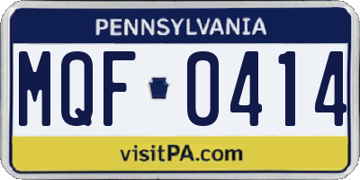 PA license plate MQF0414