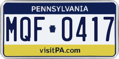 PA license plate MQF0417