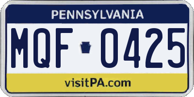 PA license plate MQF0425