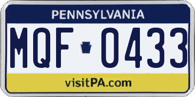 PA license plate MQF0433