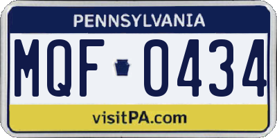PA license plate MQF0434