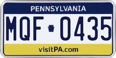 PA license plate MQF0435