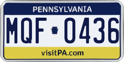 PA license plate MQF0436