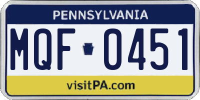 PA license plate MQF0451