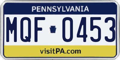 PA license plate MQF0453