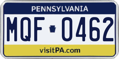 PA license plate MQF0462
