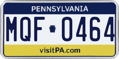 PA license plate MQF0464