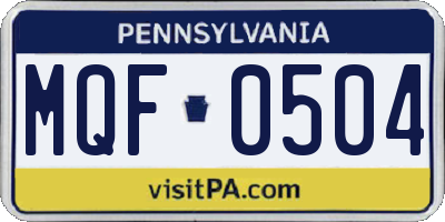 PA license plate MQF0504