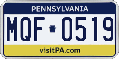PA license plate MQF0519