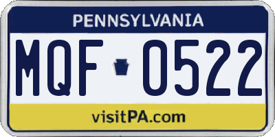 PA license plate MQF0522