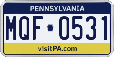 PA license plate MQF0531
