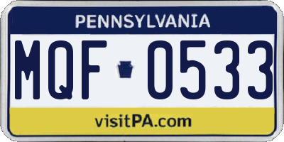 PA license plate MQF0533