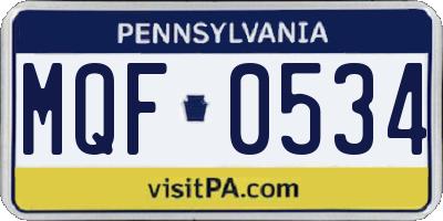 PA license plate MQF0534