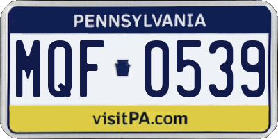 PA license plate MQF0539