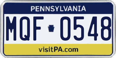 PA license plate MQF0548