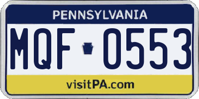 PA license plate MQF0553