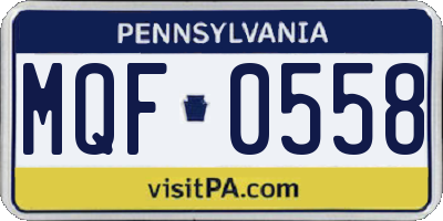 PA license plate MQF0558