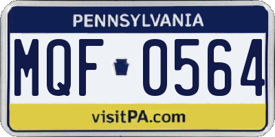PA license plate MQF0564