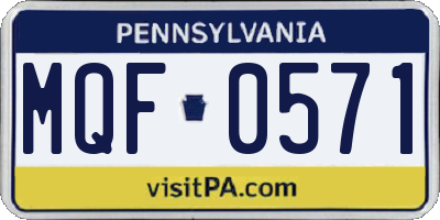 PA license plate MQF0571