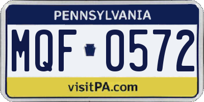 PA license plate MQF0572