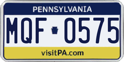 PA license plate MQF0575