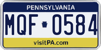PA license plate MQF0584