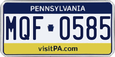 PA license plate MQF0585