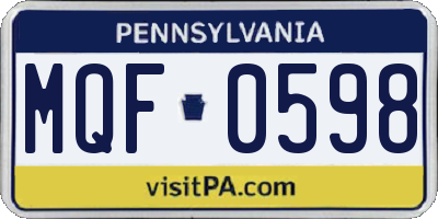 PA license plate MQF0598