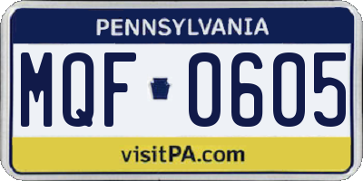 PA license plate MQF0605