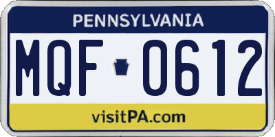 PA license plate MQF0612