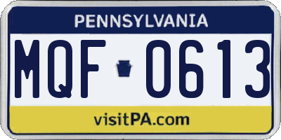 PA license plate MQF0613