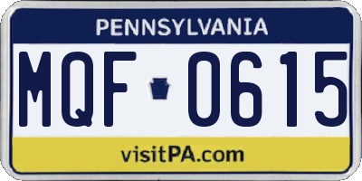 PA license plate MQF0615