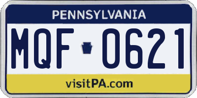 PA license plate MQF0621