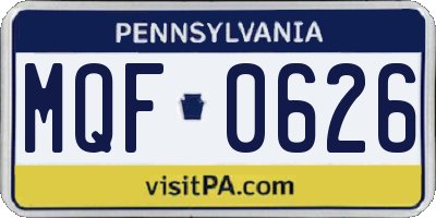 PA license plate MQF0626