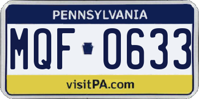 PA license plate MQF0633