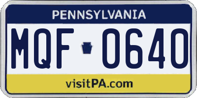 PA license plate MQF0640