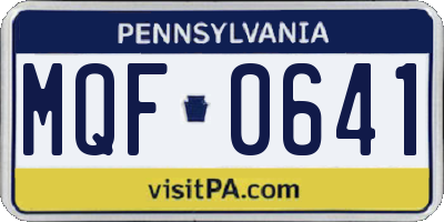 PA license plate MQF0641