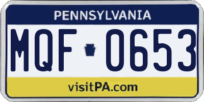 PA license plate MQF0653