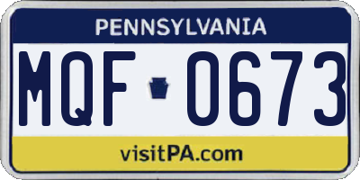 PA license plate MQF0673