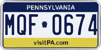PA license plate MQF0674