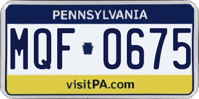 PA license plate MQF0675