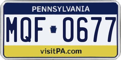 PA license plate MQF0677