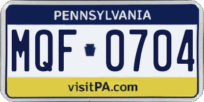 PA license plate MQF0704