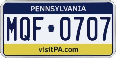 PA license plate MQF0707