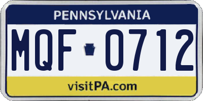PA license plate MQF0712