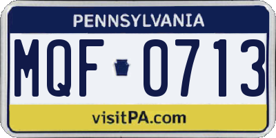PA license plate MQF0713